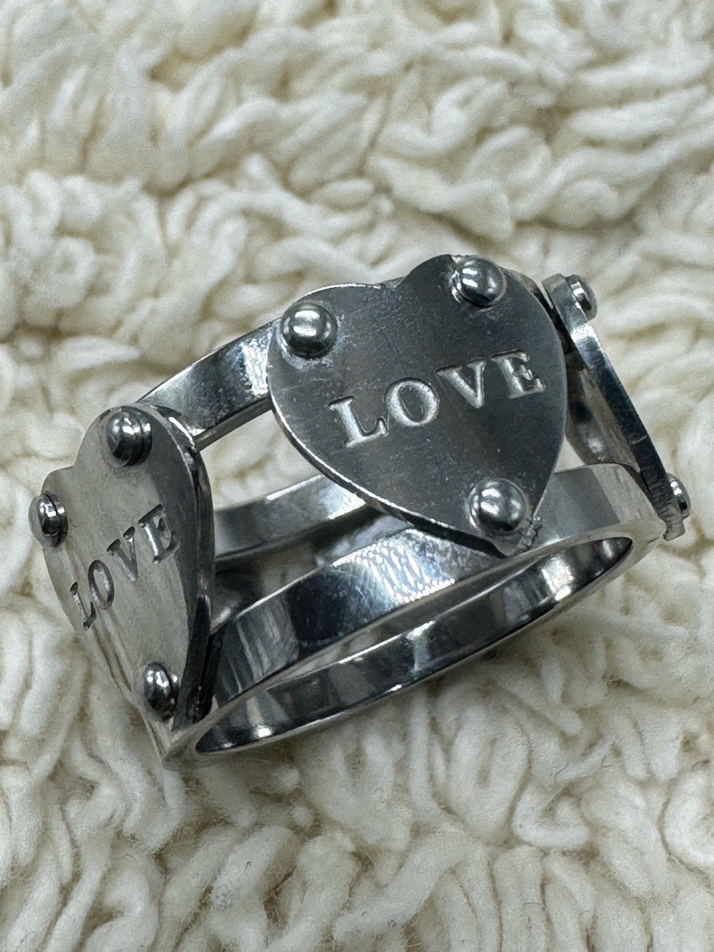 316L Stainless Steel LOVE Heart Modern Wide Band Ring Size 6